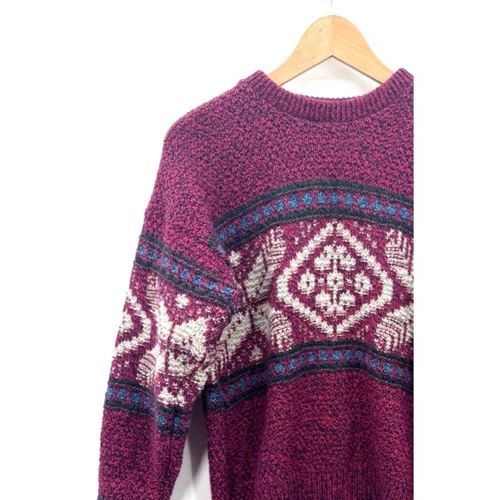 VTG Y2K American Eagle Womens Medium Wool Nordic Knit Fisherman Chunky 90s USA